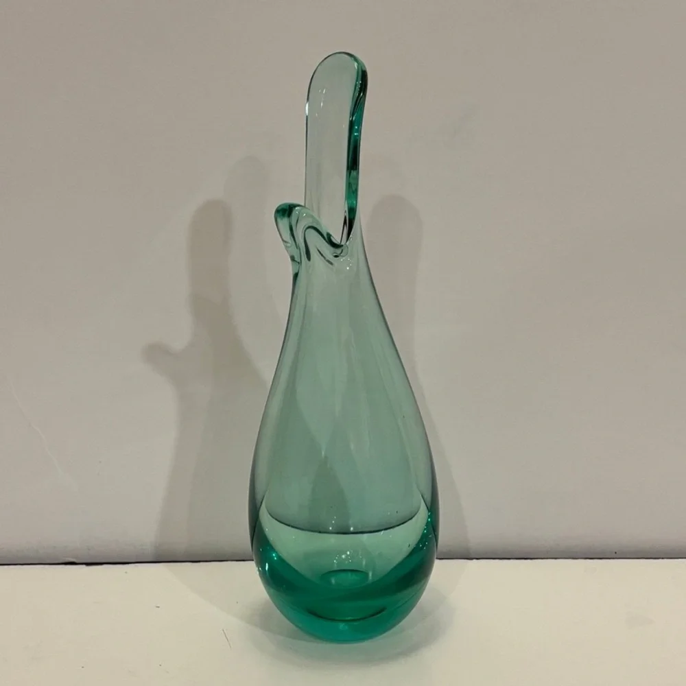 Holmegaard Akva Duckling Beak Vase, aqua